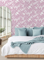 DBW9115 palm leaf wallpaper bedroom from the West Boulevard collection by Daisy Bennett Designs