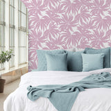 DBW9115 palm leaf wallpaper bedroom from the West Boulevard collection by Daisy Bennett Designs