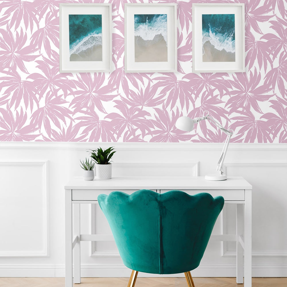 
                  
                    DBW9115 palm leaf wallpaper office from the West Boulevard collection by Daisy Bennett Designs
                  
                