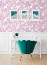 DBW9115 palm leaf wallpaper office from the West Boulevard collection by Daisy Bennett Designs