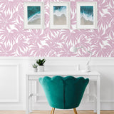 DBW9115 palm leaf wallpaper office from the West Boulevard collection by Daisy Bennett Designs