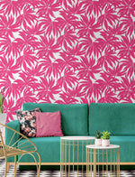 DBW9117 palm leaf wallpaper living room from the West Boulevard collection by Daisy Bennett Designs