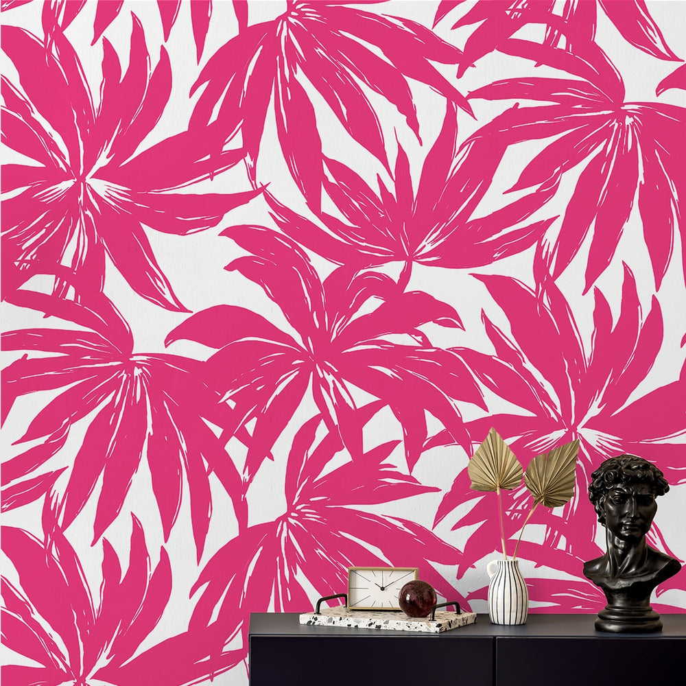 DBW9117 palm leaf wallpaper accent from the West Boulevard collection by Daisy Bennett Designs