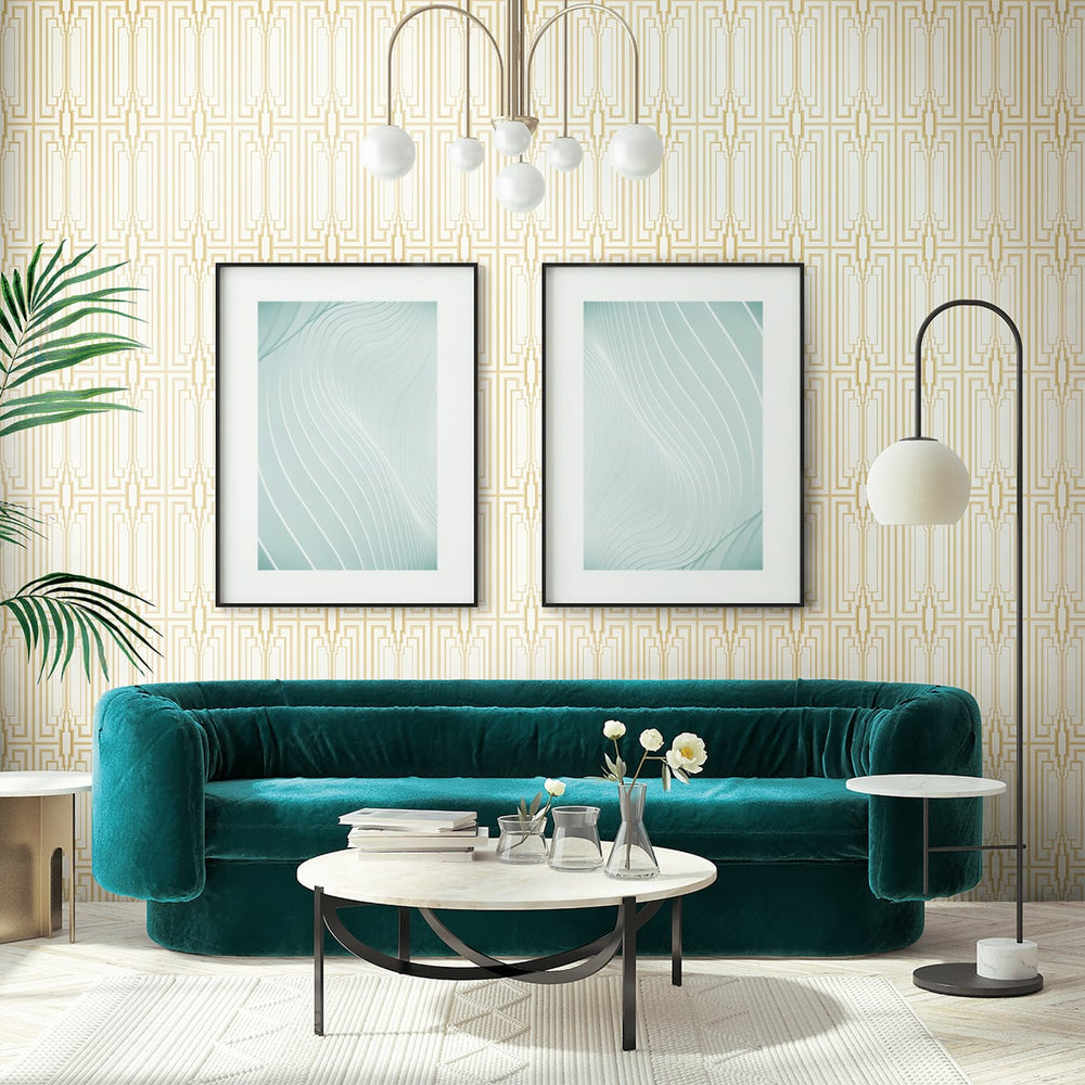 Deco geometric wallpaper living room DC60015 from the Deco 2 collection by Collins & Company