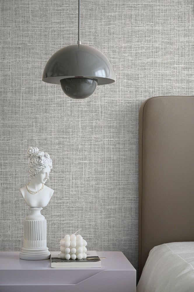 DC60405 faux linen wallpaper bedroom from the Deco 2 collection by Collins & Company
