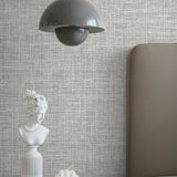 DC60405 faux linen wallpaper bedroom from the Deco 2 collection by Collins & Company