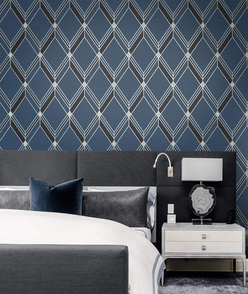 DC60512 geometric wallpaper bedroom from the Deco 2 collection by Collins & Company