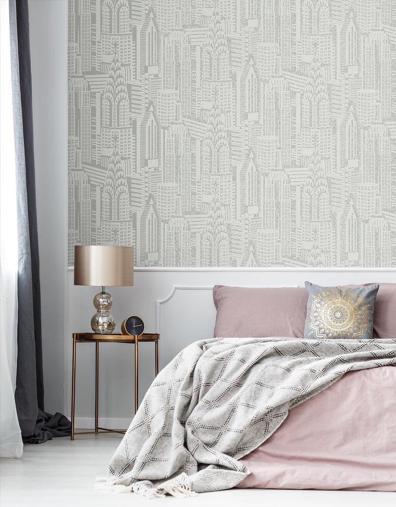 DC61507 skyline wallpaper bedroom from the Deco 2 collection by Collins & Company