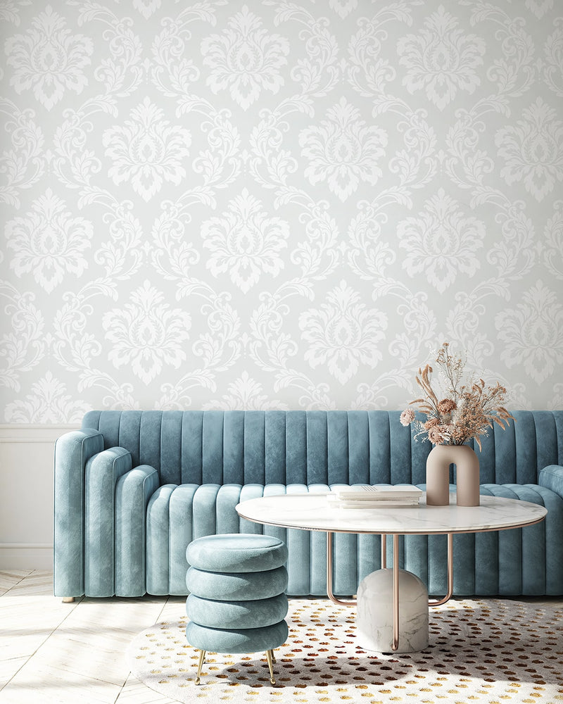 DC61600 damask wallpaper living room from the Deco 2 collection by Collins & Company