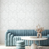 DC61600 damask wallpaper living room from the Deco 2 collection by Collins & Company