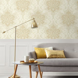 DC61605 damask wallpaper living room from the Deco 2 collection by Collins & Company