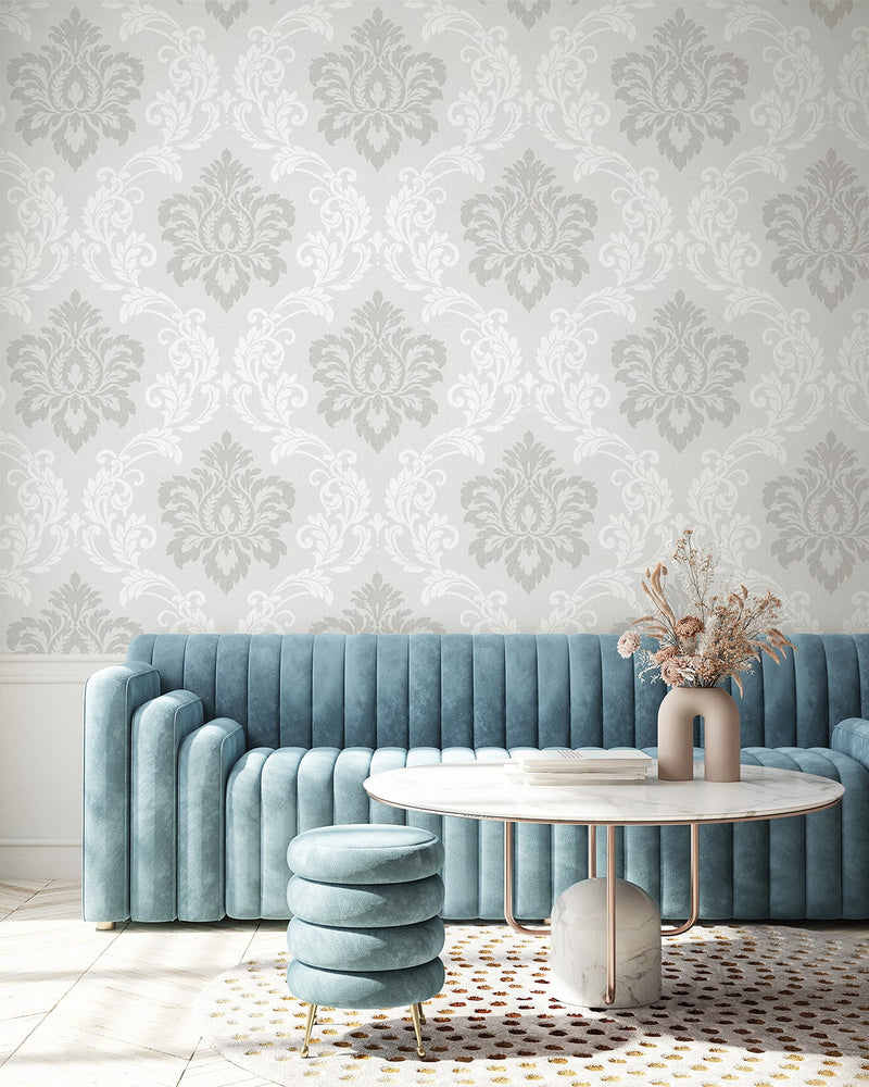 DC61608 damask wallpaper living room from the Deco 2 collection by Collins & Company