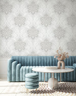 DC61608 damask wallpaper living room from the Deco 2 collection by Collins & Company