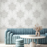 DC61608 damask wallpaper living room from the Deco 2 collection by Collins & Company