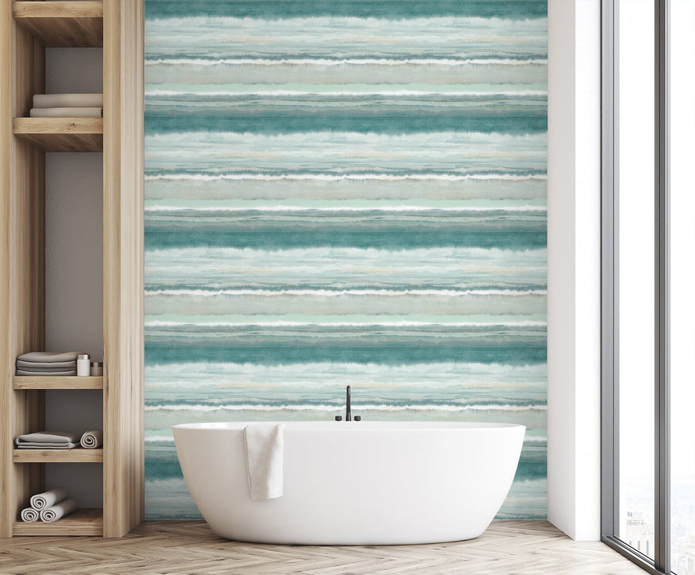 DT20302 watercolor stripe textured vinyl wallpaper bath from DuPont™ Tedlar® 