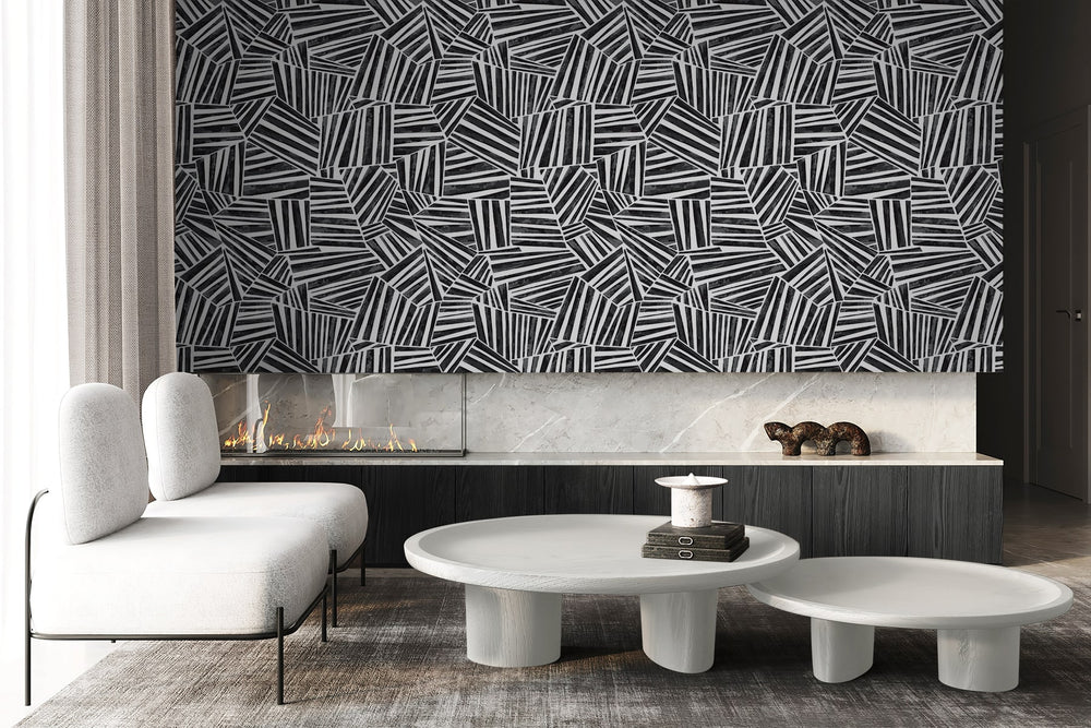 EG10000 geometric wallpaper living room from the Geometric Textures collection by Etten Studios