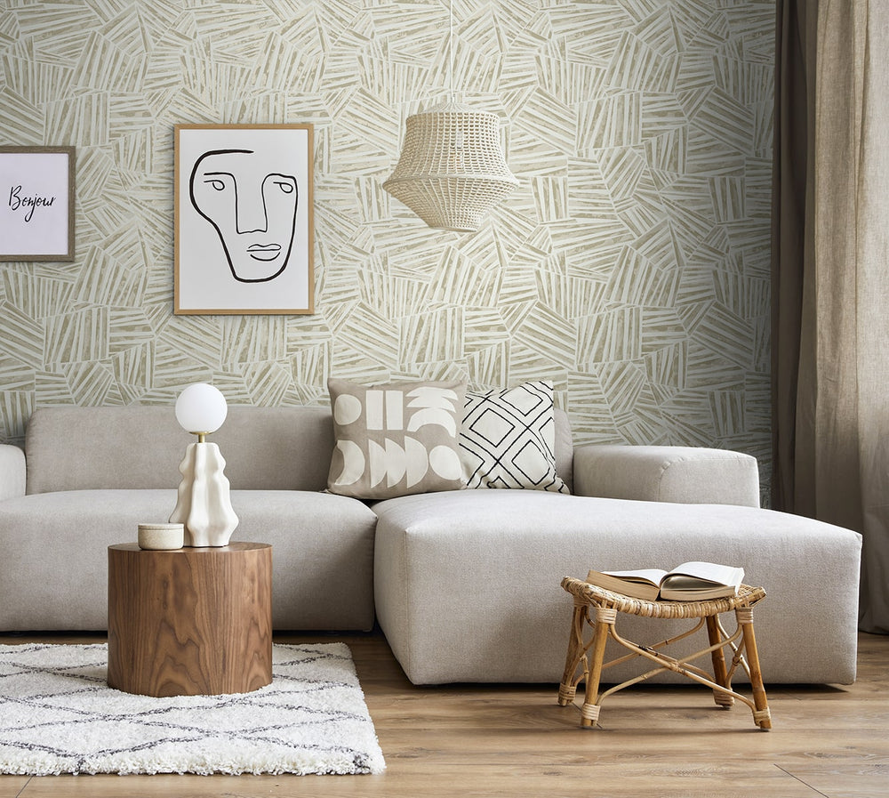 EG10005 geometric wallpaper living room from the Geometric Textures collection by Etten Studios