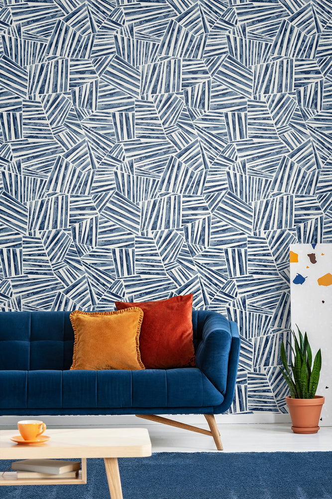 EG10012 geometric wallpaper living room from the Geometric Textures collection by Etten Studios