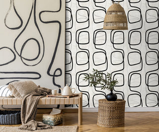 EG10210 geometric wallpaper living room from the Geometric Textures collection by Etten Studios