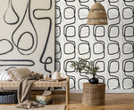EG10210 geometric wallpaper living room from the Geometric Textures collection by Etten Studios