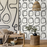 EG10210 geometric wallpaper living room from the Geometric Textures collection by Etten Studios