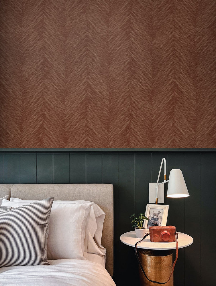 EG10601 chevron striped wallpaper bedroom from the Geometric Textures collection by Etten Studios