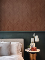 EG10601 chevron striped wallpaper bedroom from the Geometric Textures collection by Etten Studios