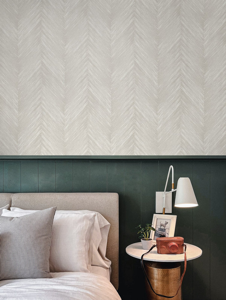 EG10605 chevron striped wallpaper bedroom from the Geometric Textures collection by Etten Studios