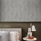 EG10628 chevron striped wallpaper bedroom from the Geometric Textures collection by Etten Studios