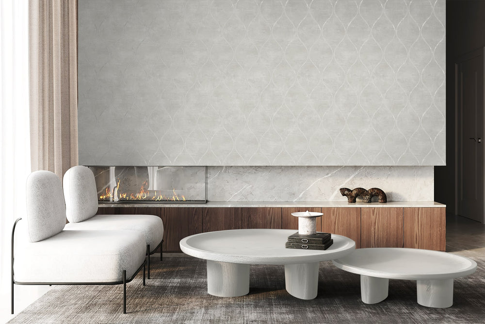 EG10800 ogee wallpaper living room from the Geometric Textures collection by Etten Studios