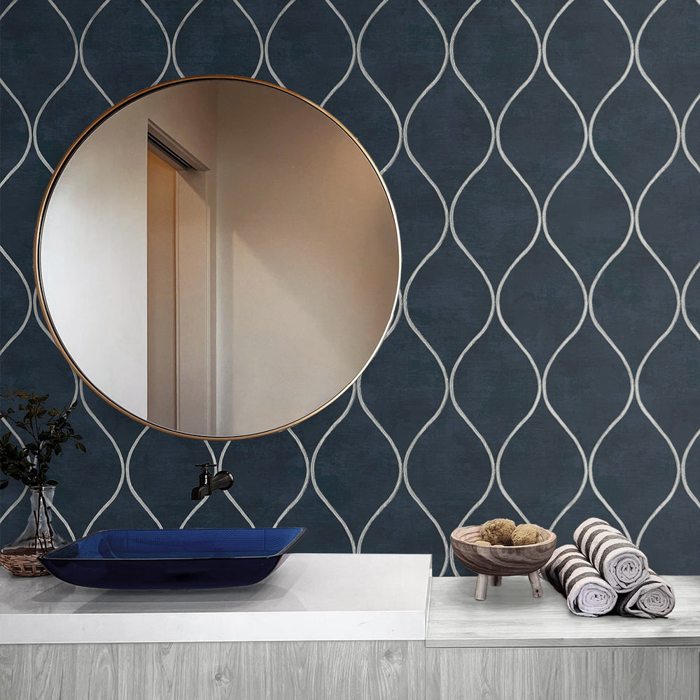 
                  
                    EG10802 ogee wallpaper bathroom from the Geometric Textures collection by Etten Studios
                  
                
