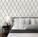EG10810 ogee wallpaper bedroom from the Geometric Textures collection by Etten Studios