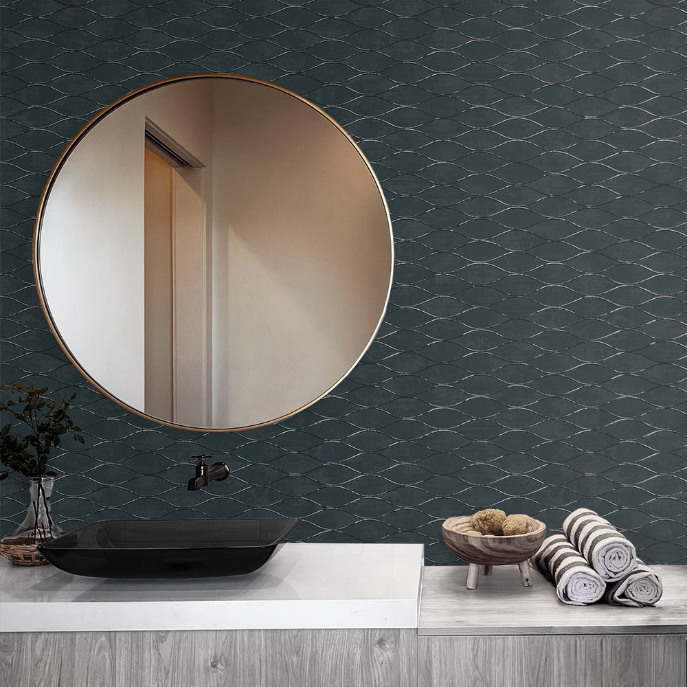 
                  
                    EG11102 ogee geometric wallpaper bathroom from the Geometric Textures collection by Etten Studios
                  
                
