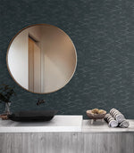 EG11102 ogee geometric wallpaper bathroom from the Geometric Textures collection by Etten Studios