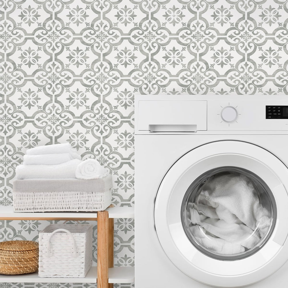 
                  
                    ET10010 encaustic faux tile wallpaper laundry room by Seabrook Designs
                  
                