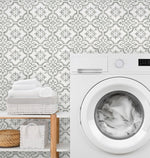 ET10010 encaustic faux tile wallpaper laundry room by Seabrook Designs