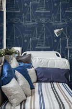 ET10222 sail away coastal boat wallpaper bedroom from Seabrook Designs