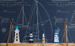 ET10222 sail away coastal boat wallpaper decor from Seabrook Designs