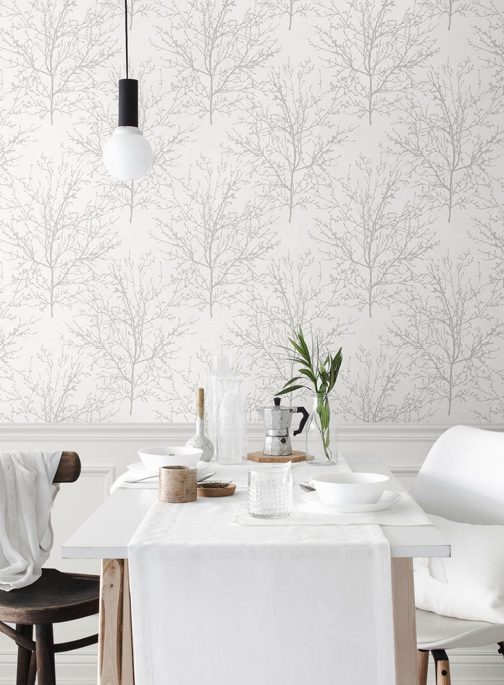 ET10305 winter branches botanical unpasted wallpaper dining room from Seabrook Designs
