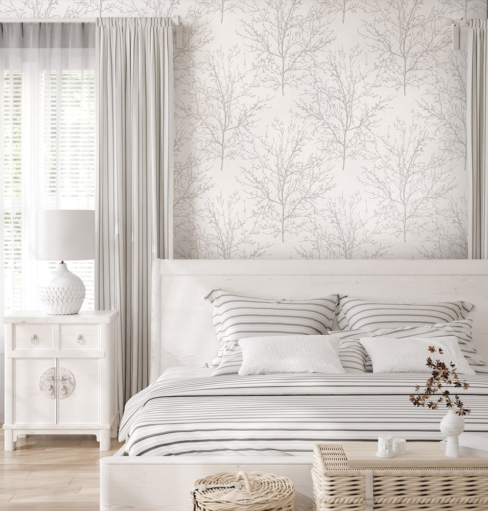 ET10305 winter branches botanical unpasted wallpaper bedroom from Seabrook Designs