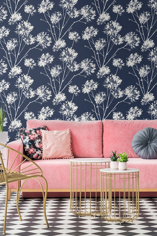 ET10412 dandelion fields floral wallpaper living room from Seabrook Designs