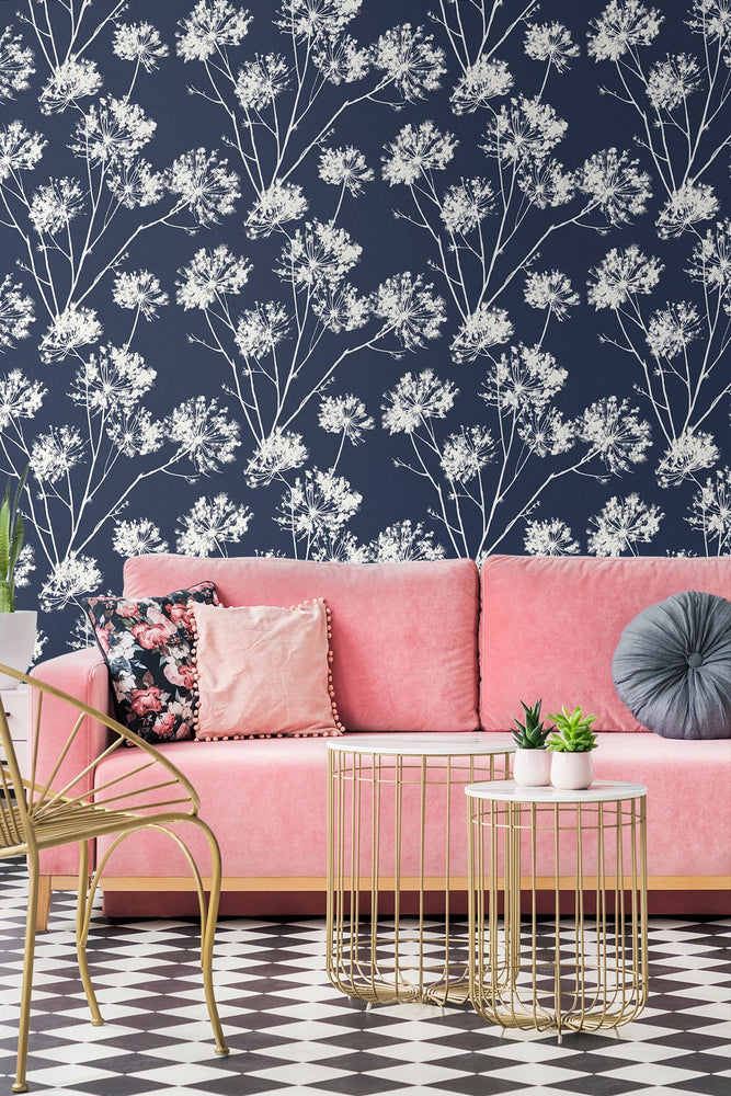 ET10412 dandelion fields floral wallpaper living room from Seabrook Designs