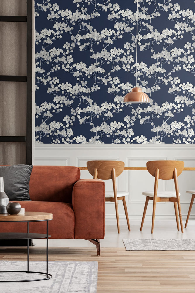 ET10502 bayberry blossom floral wallpaper dining room from Seabrook Designs