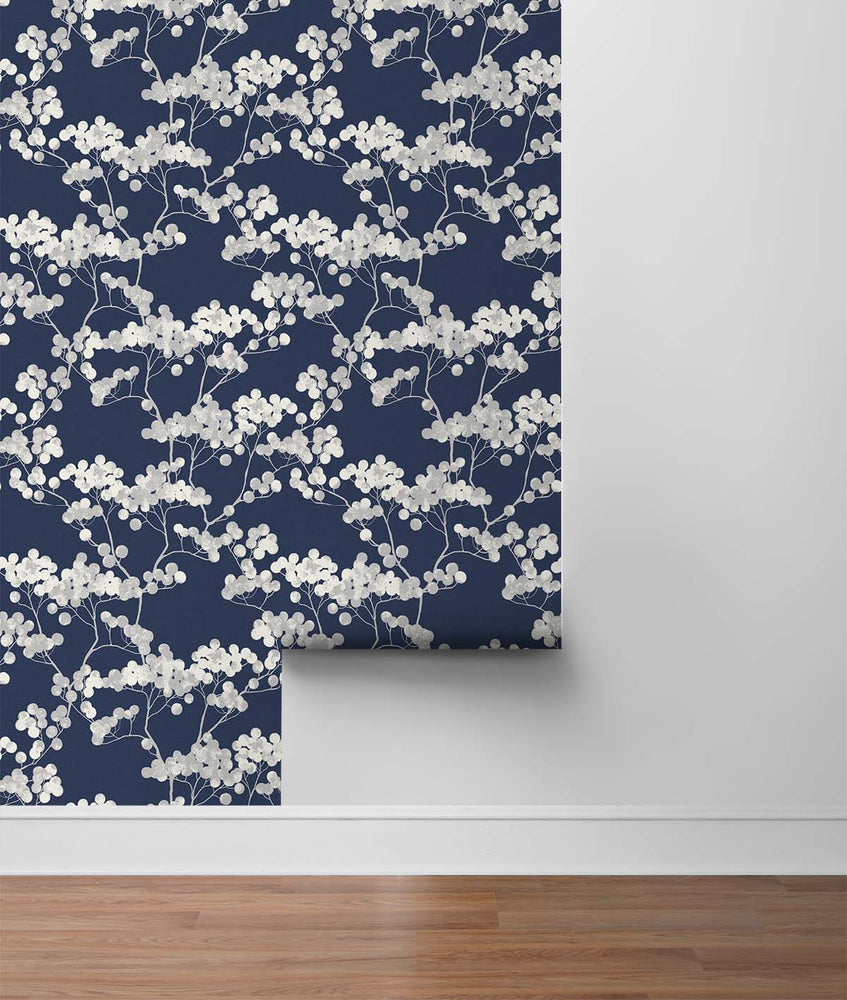 ET10502 bayberry blossom floral wallpaper roll from Seabrook Designs