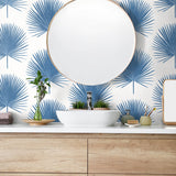 ET10602 palm fronds coastal wallpaper powder room from Seabrook Designs