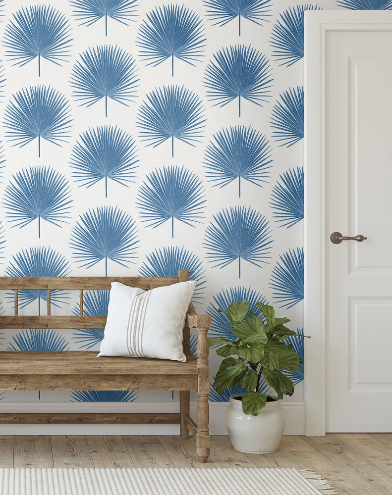 ET10602 palm fronds coastal wallpaper entryway from Seabrook Designs
