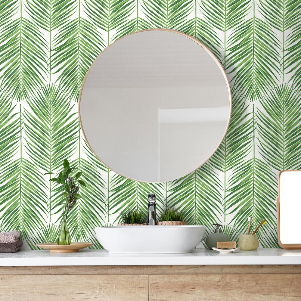 
                  
                    ET10704 palm leaf wallpaper bathroom from Seabrook Designs
                  
                