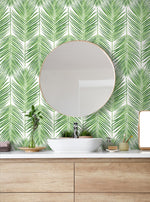 ET10704 palm leaf wallpaper bathroom from Seabrook Designs