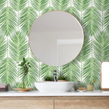 ET10704 palm leaf wallpaper bathroom from Seabrook Designs