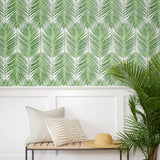 ET10704 palm leaf wallpaper entryway from Seabrook Designs